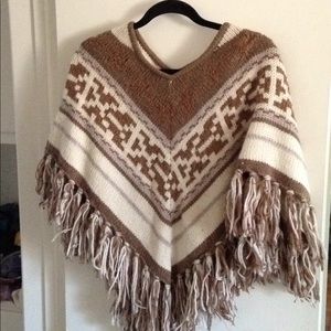 Puff and Bear cute knit poncho sweater